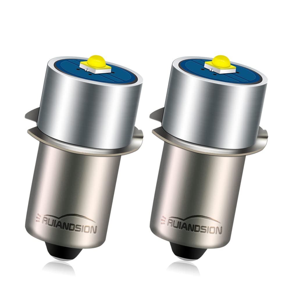 Ruiandsion P13.5S LED Flashlight Bulb 3W 6-30V 2525 LED Replacement Bulb for DEWALT Torch Tooling Lantern Work Light Bulbs Replacement,Non-Polarity - (Pack of 2)