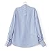 StarDream Striped Embroidered Flowers High Neck Blouse Women Vintage Casual Shirt Tops