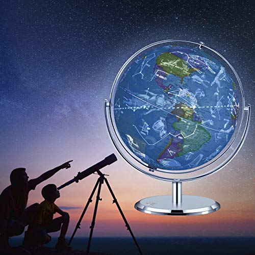 Illuminated Constellation World Globe - 2 in 1 Interactive World Globe with Stand, Built-in LED Light, USB Night View Stars & Constellation Globe for Home Office Décor, Ideal Educational Learning Toy - Thumbnail 6