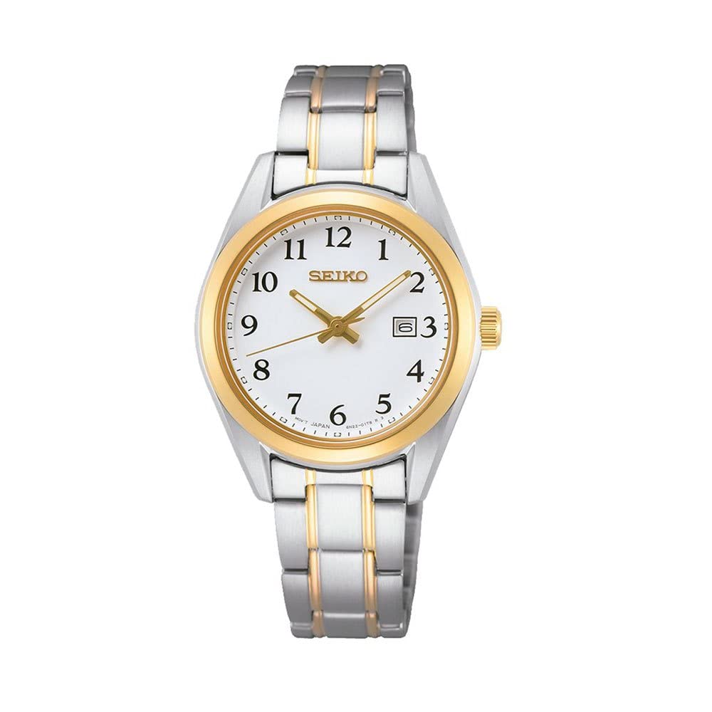 Seiko SUR466P1 Women's Quartz Watch Stainless Steel with Stainless Steel Strap, Silver-Gold, Bracelet