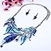 Moxeay Crystal Vintage Flower Rhinestone Leaves Necklace Choker Bib Statement Chunky Collar Chain Gift (Blue)