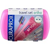 Curaprox Ortho Travel Set, Pink, Set with CS 5460 Ortho, Toothpaste, IDB | Curaprox 5460 Ortho Ultra-Soft Toothbrush, Interdental Brushes, BeYou Toothpaste, 9.5 x 6cm (3.7 x 2.3 inch), Swiss Oral Care