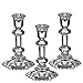 Light In The Dark Set of 3 Glass Candle Stick Holders - Hexagonal Taper Candles Holder – for Candlestick, Dinner Candles, Party and Wedding Centerpieces, Table Decoration (5.5 Inch Tall)
