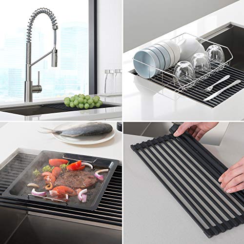 Kraus KRM11LG Multipurpose Over Sink RollUp Dish Drying Rack, Light