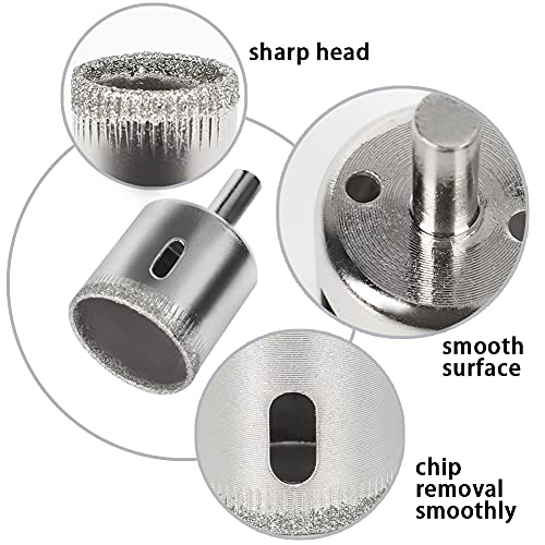 JOHOUSE Diamond Drill Bit Set, 10PCS Hole Saw Set for Granite Stone, Glass, Porcelain, Marble