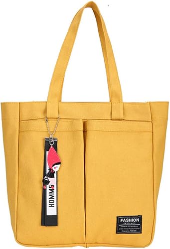 Amazon キャンバスバッグ レディース 黄色 帆布 肩掛け 大容量 カバン 鞄 通勤 通学 手提げバッグ ショルダーバッグ トートバッグ ハンドバッグ メッセンジャーバッグ 天下 ショルダーバッグ