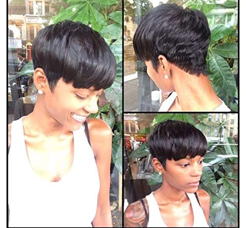 HOTKIS Short Human Hair Wigs Short Pixie Cut Wigs Glueless Short Hair Wigs for Women (SW802)
