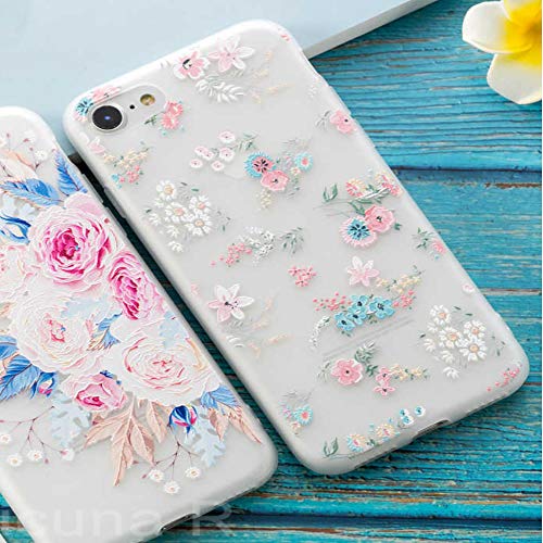 Enflamo 3D Soft TPU Flower Pattern Printed Back Cover for iPhone 7 / iPhone 8 (White)