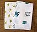 Organic Cotton Muslin Owl & Bee Swaddle Blanket | Ultra Soft | For Boys or Girls