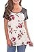 Spadehill Women Floral Raglan Baseball Tee Short Sleeve Casual Blouse