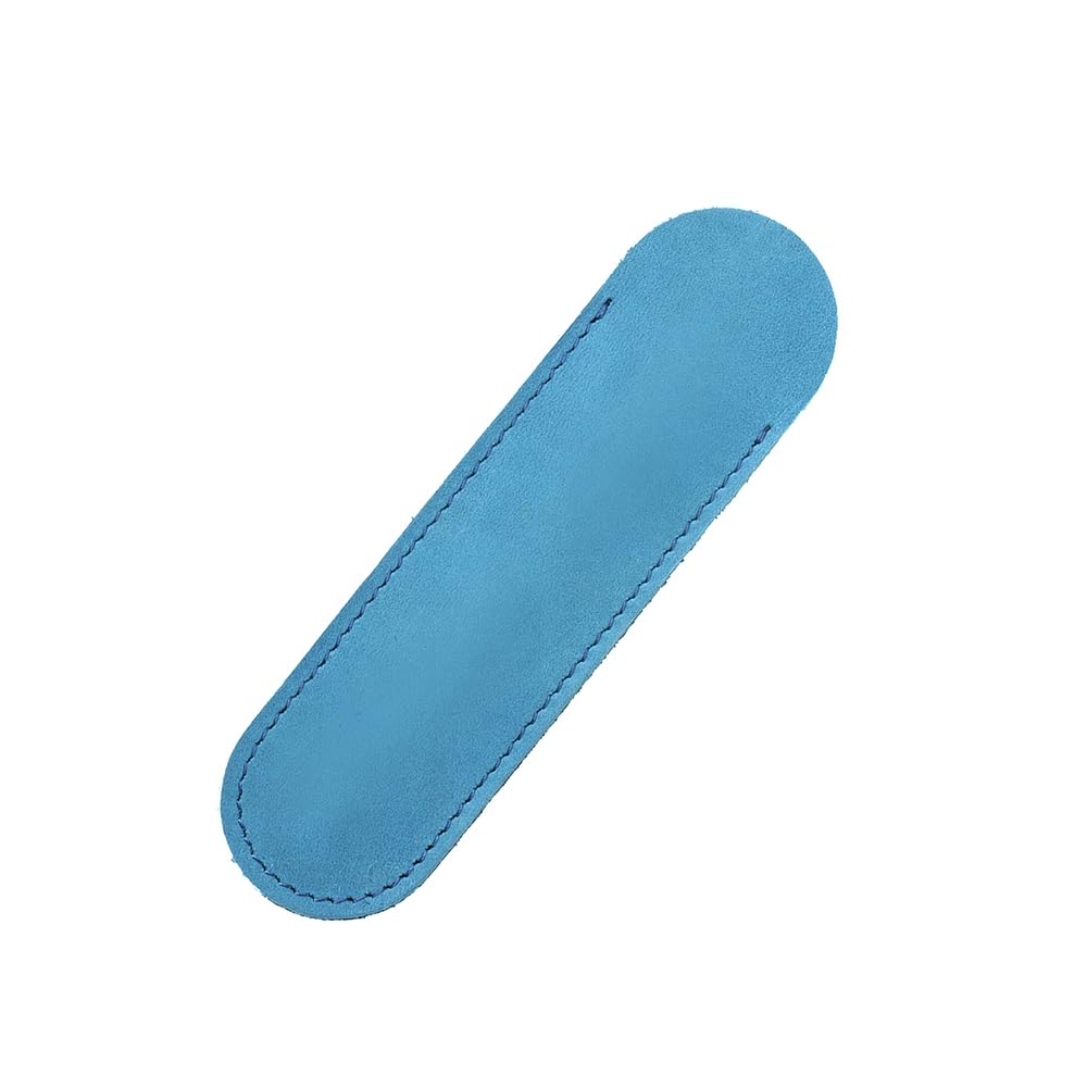 SENRISE Pen Case Leather Pen Case Pouch Holder, Single Fountain Pen Pouch, Handmade Soft Pen Protective Sleeve Cover for Pens, 1 Pack (15cm x 4.2cm, Blue)