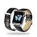 iStrap Alligator Grain Calf Leather Band for Apple Watch 44mm 40mm Series 6 5 4 3 2 1 Sport Edition - Black Brown Replacement Strap with Steel Buckle for iWatch 38mm 42mm