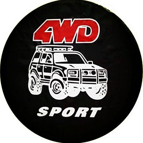 Spare Tire Cover 14" 15" 16" 17" Wheel Covers Protector Universal Black for RV Jeep Camper Trailer Toyota RAV4 Honda CRV, Off-Road Club (14" for Diameter 23"-27", 4WD Sports)