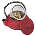 Creative Home Kyusu 10 oz. Cast Iron Tea Pot with Removable Stainless Steel Infuser Basket, Red
