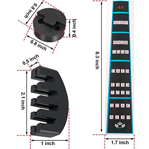 Violin Practice Mute Rubber Dampening Sound Mutes for Beginners Comb Claw Mutes Round Tourte Style Mutes 4/4 Finger Guide Sticker for Violin Small Viola - Thumbnail 3