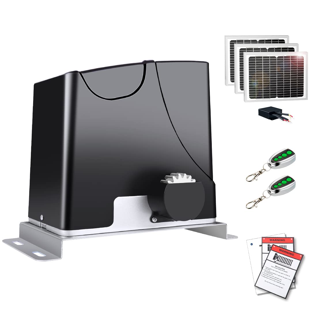 Spolehli 1300lbs Solar Sliding Gate Opener Kit – WiFi & Remote Control, 40ft Gate Compatible, Built-in Battery Backup, IR Safety Sensor, Nylon Gear Rack Drive
