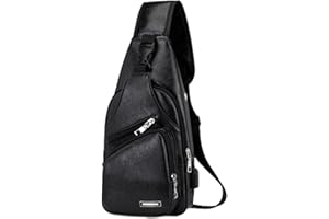 GENERIC Crossbody Bag Leather Sling Bag Shoulder Backpack Small Leather Crossbody Sling Bag with USB Charge Port Deals