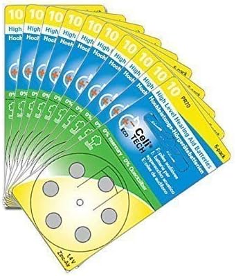 60 x Hearing Aid Battery Type 10 / YELLOW – HIGH LEVEL HEARING