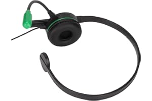 Haofy Single Ear Noise Cancelling Gaming Headset with Mic and in Line Control, Dark Green, Model S481, 3.5mm Wired Connectivi