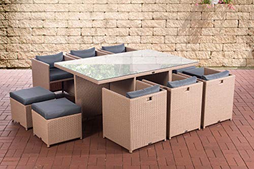 CLP XXL Polyrattan-Sitzgruppe Maui | Gartengarnitur bestehend aus 6 Sesseln, 4 Hockern und einem Esstisch | Sitzgruppe… – Bild 3