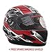 MMG Motorcycle Full Face Helmet DOT Street Legal Extra Visors Comes with Clear Shield and Smoked Shield - Model 21 Red (Large)