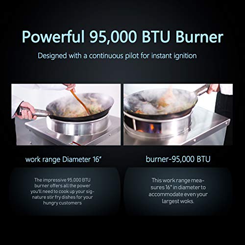KITMA 16" Gas Wok Range Commercial Liquid Propane Restaurant Equipment, 110,000 BTU Pricepulse