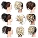 SEGO Tousled Updo Messy Bun Hair Piece Scrunchies Synthetic Wavy Bun Extensions Rubber Band Elastic Scrunchie Chignon Instant Ponytail Hairpiece for Women -Bleach Blonde