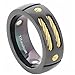 8mm Men Black Titanium Ring Wedding Band Gold Tone Stainless Steel Cables & Screw Head Design size 11 SPJ