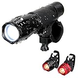 Bicycle Taillights with Flashlight - Waterproof 2 Bike Taillights LED Rear Bike Tail Lights, 900 Lumens Super Bright LED Tactical Flashlight Torch with Adjustable Focus 5 Light Modes for Outdoor Sport
