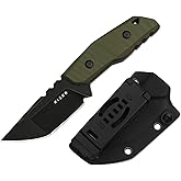 Kizer Quartz Fixed Blade Knife, 3.15" Tanto AEB-L Tactical Knife with Olive Green G10 Handle, 3D Anti-Slip Jimping Hunting Knives with Kydex Sheath for Camping Hiking Survival 1086A1