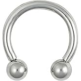 Forbidden Body Jewelry 16g 8mm Surgical Steel Internally Threaded Horseshoe Body Piercing Ring