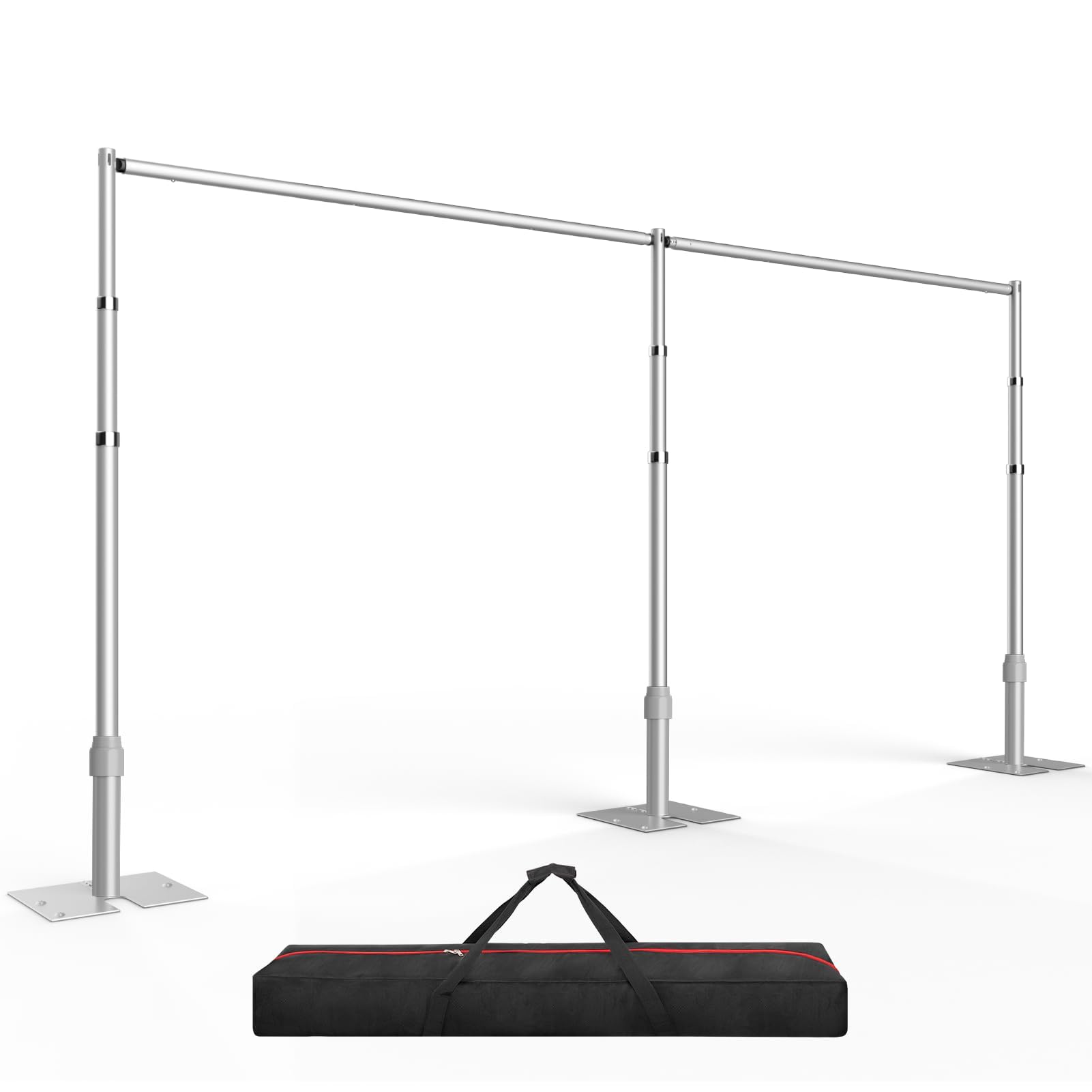 Photo 1 of EMART Backdrop Stand Heavy Duty 8.9ftx20ft, Adjustable Pipe and Drape Photo Background Support Kit, Metal Frame with Flat Base for Wedding Birthday Party Banquet Decorations