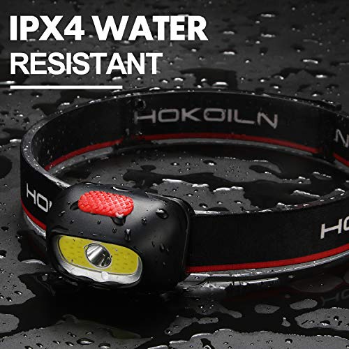 HOKOILN LED Headlamp Flashlight 2PACK - Running, Camping and Outdoor Headlamps - 5 Modes Adjustable Head Lamp with Red COB Safety Light for Adults and Kids, 3 AAA Alkaline Batteries (Included) - Thumbnail 2