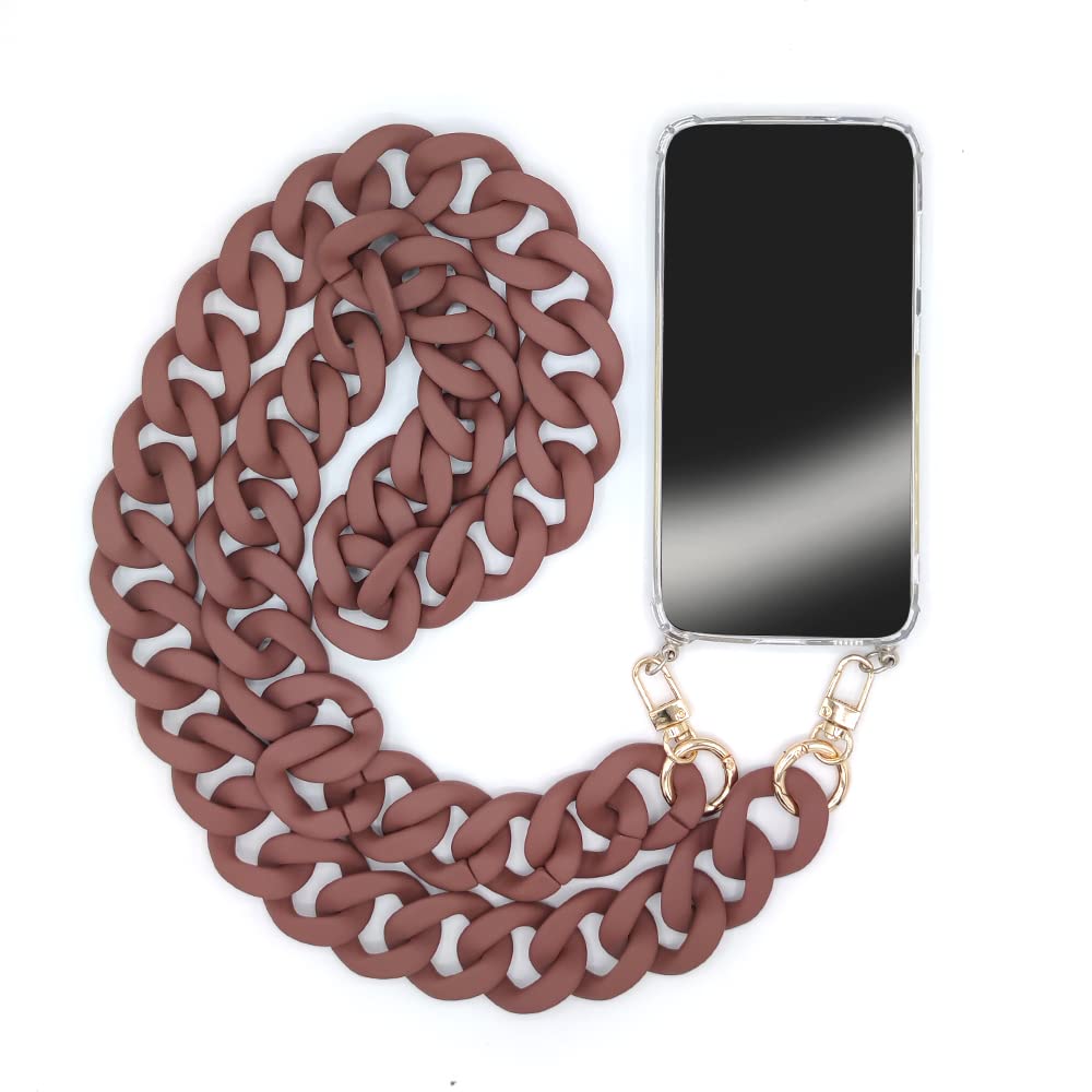 Cokitec Clear Case for iPhone 14 Plus (6.7) with Lanyard/Shoulder Strap/Lanyard Phone Rings Burgundy