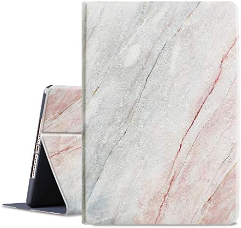 HBorna iPad 9.7 2018/2017 Case, iPad Air/iPad Air 2 case, Soft Rubber Back Cover, Adjustable Stand Folio Cover, Auto Wake/Sleep Smart Case for Apple 6th 5th Gen, Marble