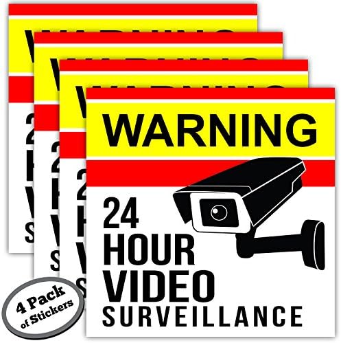 4-Pack Video Surveillance Stickers - 5 inch - Adhesive is on Front &amp; Back. Like signs, the security warning stickers work in your home or business even if you don't have a camera or alarm system.
