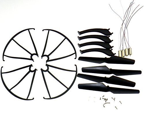 NiGHT LiONS TECHreplacement spare parts for syma x5sw x5sc x5s rc quadopter drone Propeller landing skids,4 motors,motors gears, Protective cover and screws(Black color)