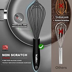 Silicone Whisk set, Walfos 11'' Flat Whisk and
