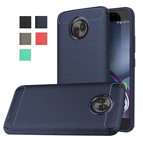 Moto X4 Case, Dretal [Shock Resistant] Flexible Soft TPU Brushed Anti-Fingerprint Full-Body Protective Case Cover for Motorola Moto X4 (2017) (Navy)