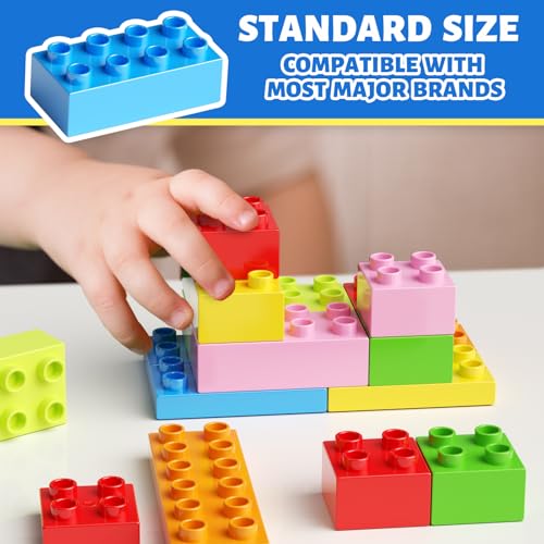 150 Pieces Classic Big Building Blocks with Storage Box, Large Toddler Blocks, Compatible with Most Major Brands, STEM Toy Gift Big Bricks, Building Blocks for Toddlers 3-5, Kids Blocks for All Ages