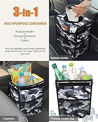Pritent Car Trash Can with Lid, Cute Leakproof Car