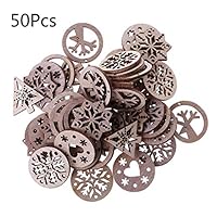 Misright Natural Wood Slices 50pcs Laser Cut Wood Embellishment Wooden Snowflake Shape Craft Wedding Decor