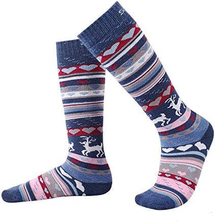 Kids Ski Socks Warm Skiing Snowboard Socks Merino Wool Outdoor Socks for Boys and Girls(Blue)