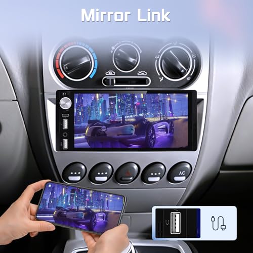 DAB+ Autoradio 1 Din Carplay Android Auto Wireless Bluetooth, 6.9'' IPS Touchscreen Stereo con Mirror Link Vivavoce Bluetooth DAB+ Radio Digitale FM Tipo-C USB EQ Controllo del Volante Retrocamera