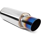 DNA MOTORING EXA-MF-002-T1 4" OD Stainless Steel Straight Through Exhaust Muffler Universal, 3" Outlet, 2.25" Inlet