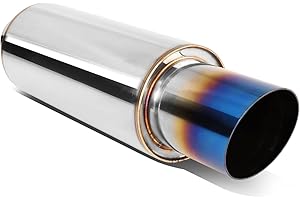 DNA MOTORING EXA-MF-002-T1 4" OD Stainless Steel Straight Through Exhaust Muffler Universal, 3" Outlet, 2.25" Inlet