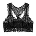 Eve's Temptation Alpinia Wireless Racerback Bras Comfortable Floral Lace Sexy Lingerie for Women,Black Racerback,Xlarge