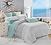 Wake In Cloud - Gray Duvet Cover Set, Reversible with Grey Black Teal Turquoise, Soft Microfiber Bedding with Zipper Closure (3pcs, King Size)