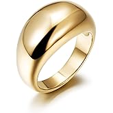 CIUNOFOR 14K Gold Plated Ring for Women Non Tarnish, Chunky Statement Stackable Rings, Bold Crossover Domed Band, Fit Size 6 to 10