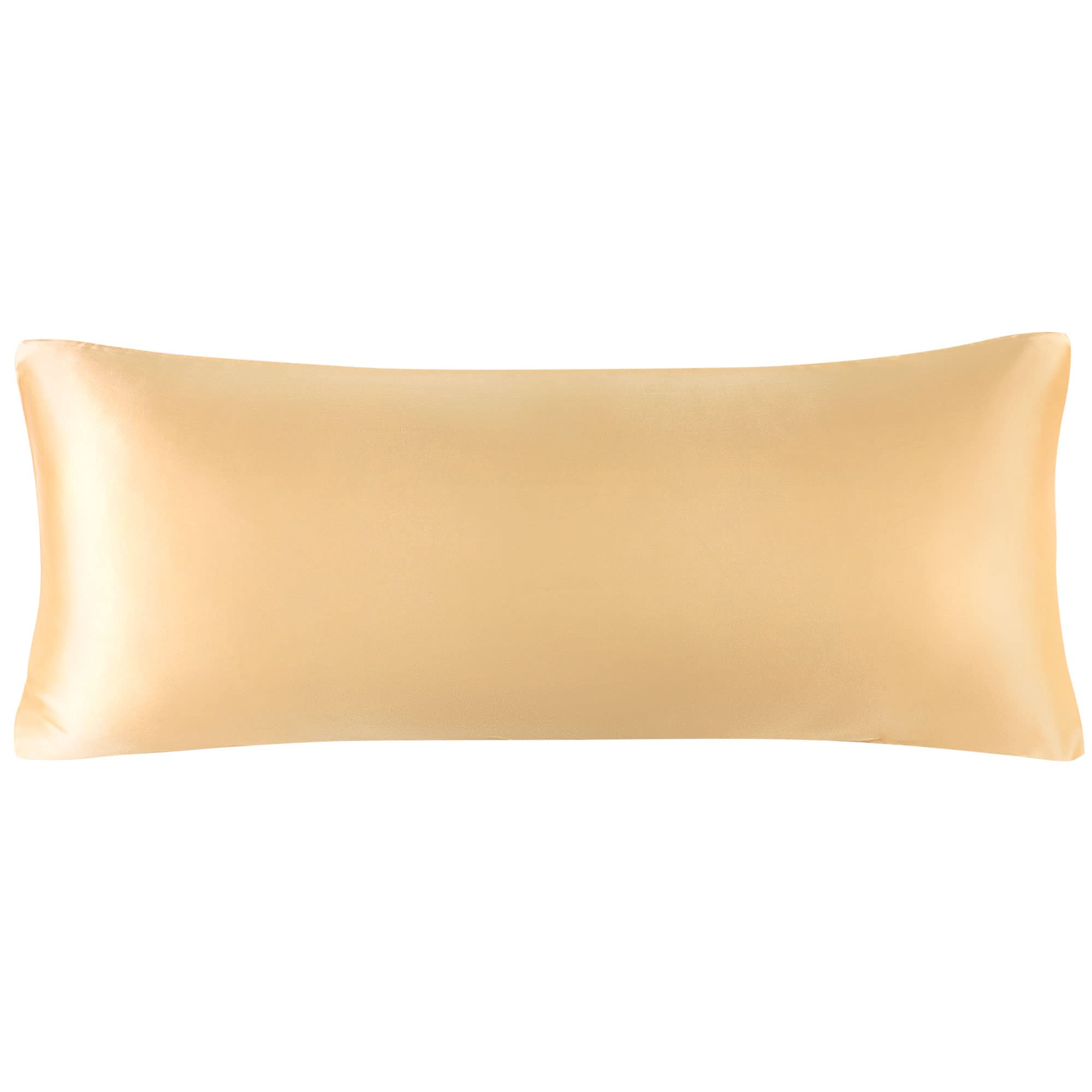 PiccoCasa Satin Body Pillowcase for Hair and Skin, Luxury Silk Satin Long Pillow Cover Smooth Soft Satin Body Pillow Cover with Zipper Closure Gold 6ft